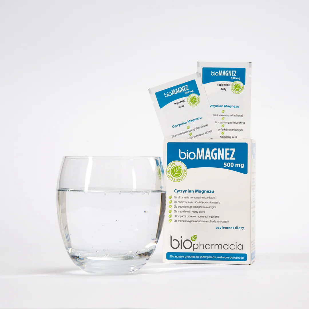 BioMAGNEZ 500 - Naturalny magnez do picia 500 mg - 20 saszetek - Biofarmacja