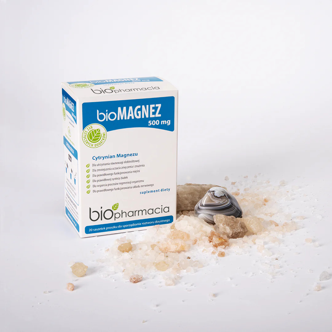 BioMAGNEZ 500 - Naturalny magnez do picia 500 mg - 20 saszetek - Biofarmacja