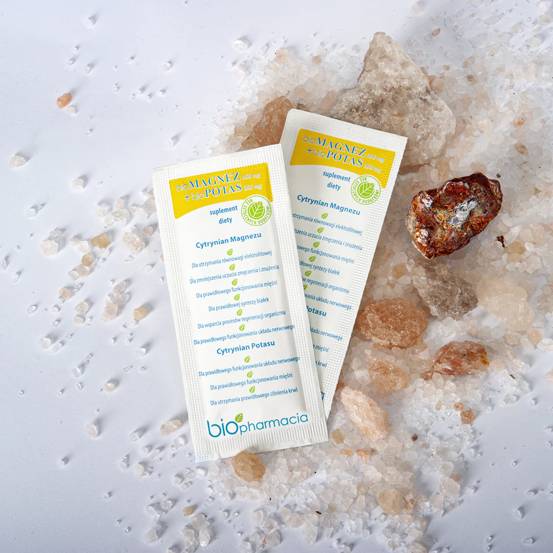 BioMAGNEZ + BioPOTAS - Naturalny Magnez 300 mg i Potas 300 mg - 30 saszetek - Biofarmacja