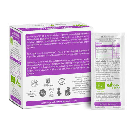 BioSYLIMARYNA - Ekologiczny ostropest plamisty na wątrobę - 28 saszetek - Biofarmacja