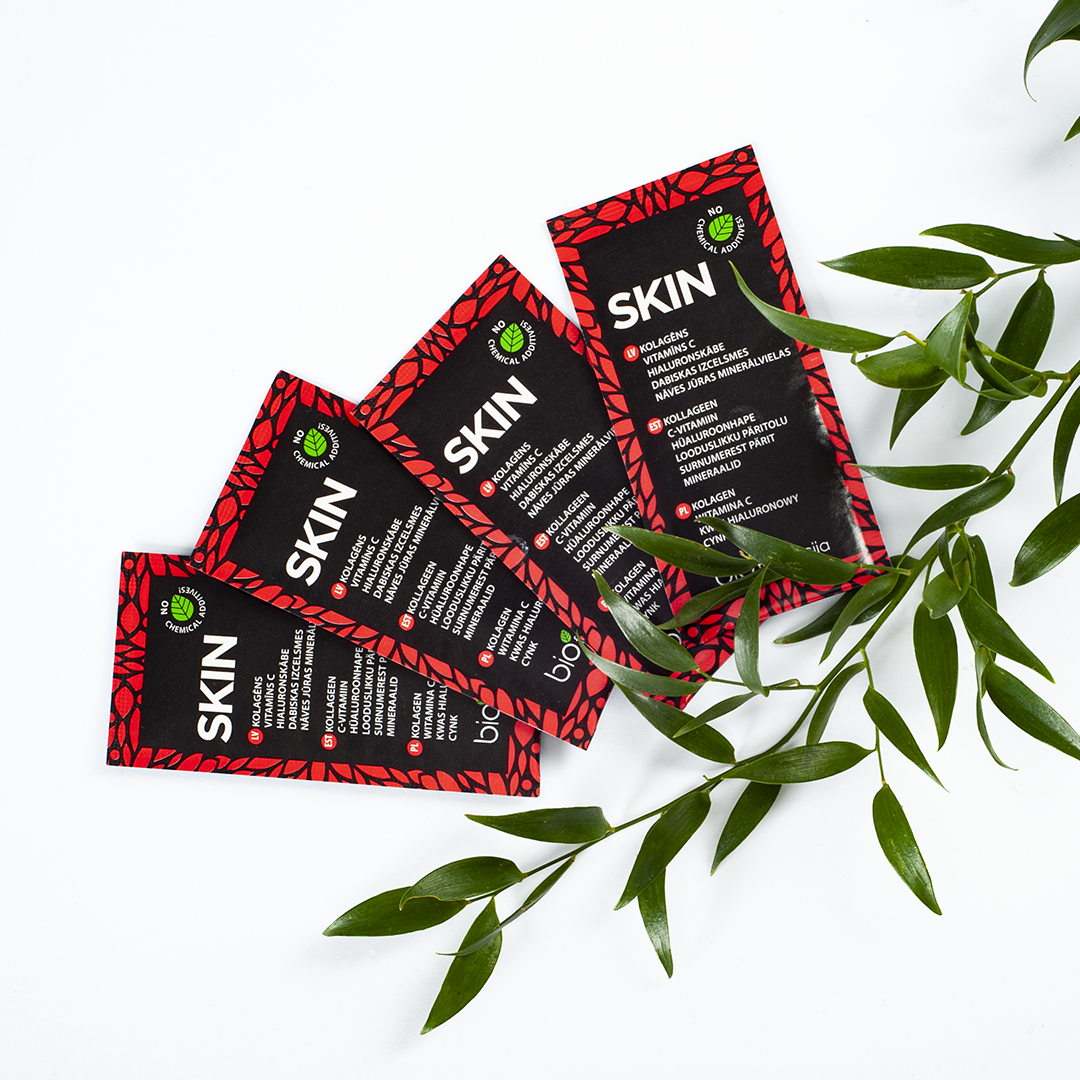 SKIN - Naturalny kolagen 2500 mg, kwas hialuronowy, witamina C, magnez i cynk - 28 saszetek - Biofarmacja