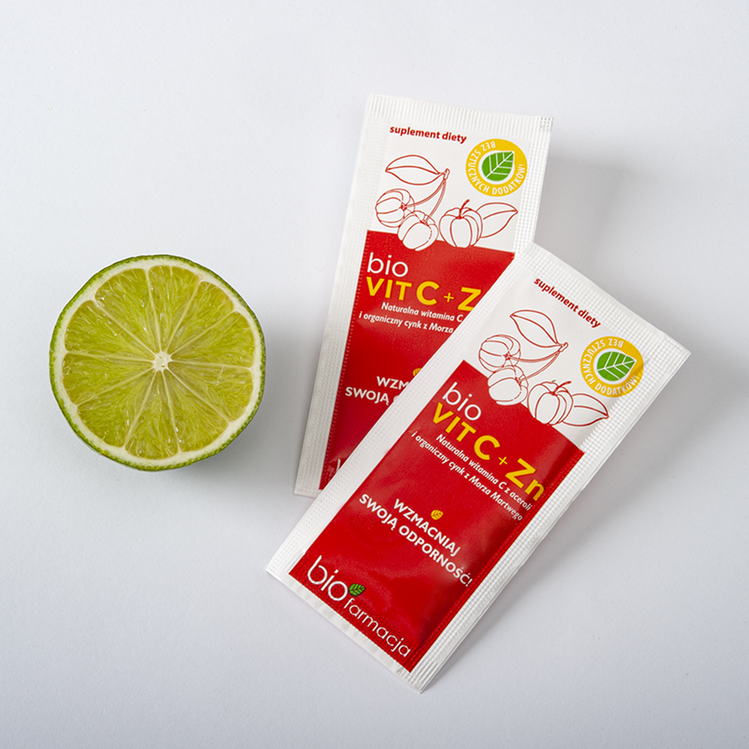 BioVIT C + Zn - Naturalna witamina C i cynk - 80 mg - 14 saszetek - Biofarmacja
