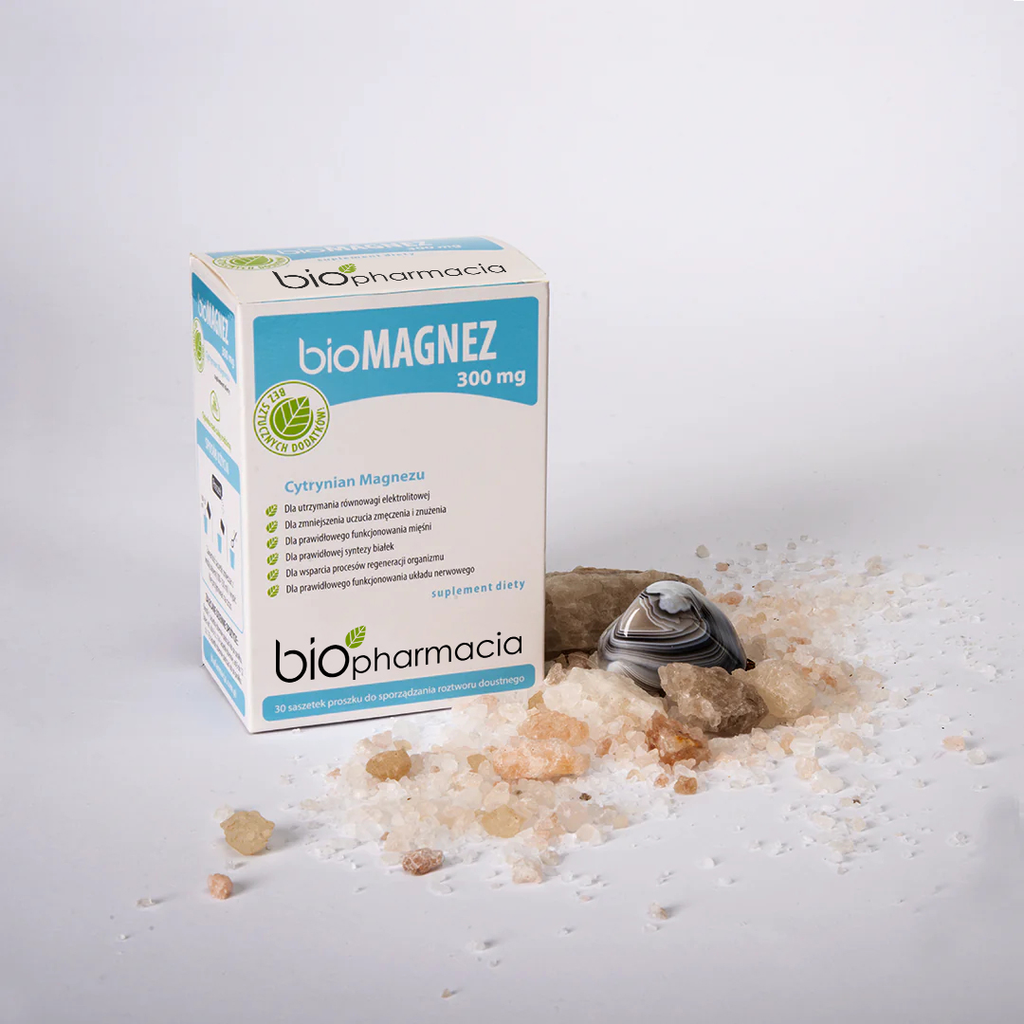 BioMAGNEZ 300 - Naturalny magnez do picia 300 mg - 30 saszetek - Biofarmacja 