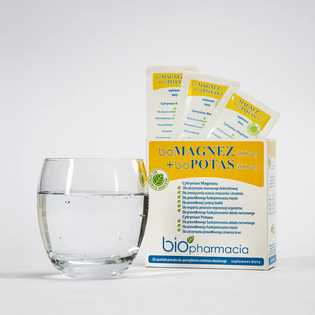 BioMAGNEZ + BioPOTAS - Naturalny Magnez 300 mg i Potas 300 mg - 30 saszetek - Biofarmacja 