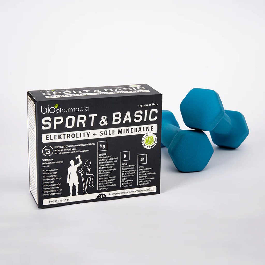 SPORT&BASIC - Naturalne Elektrolity i Sole mineralne - 14 saszetek - Biofarmacja 